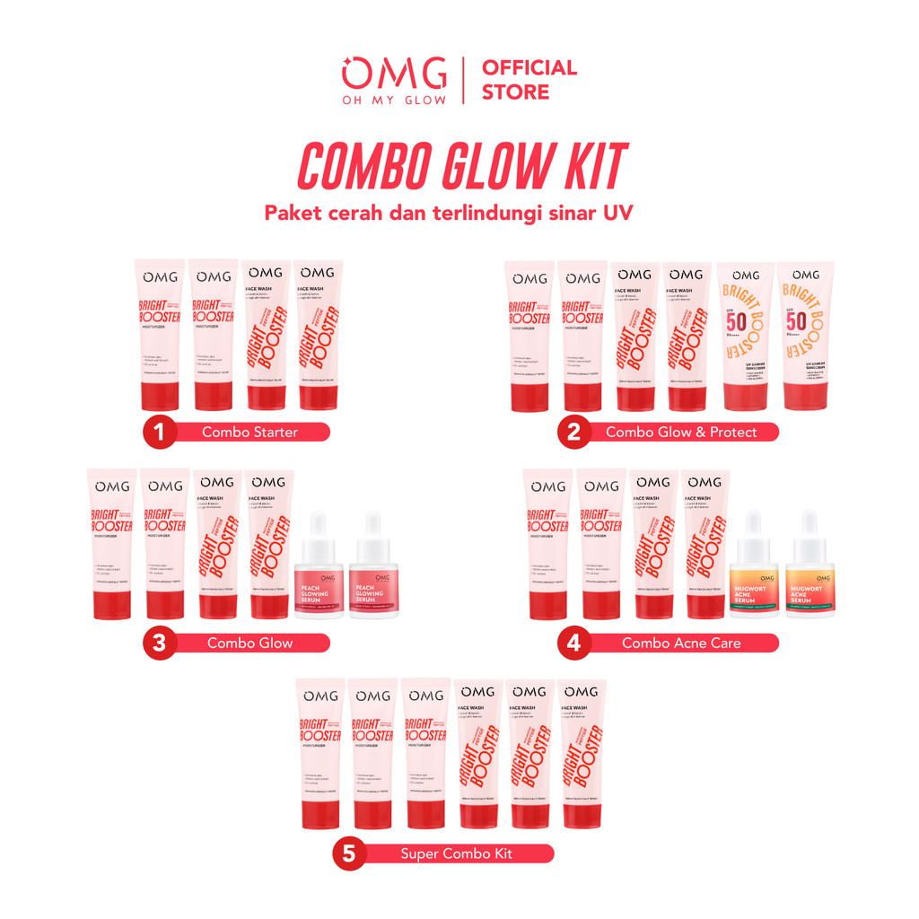 OMG Combo Glow Kit (2 Paket Glow Kit) - Paket Skincare untuk Wajah Glowing - Untuk Kulit Tampak Glow