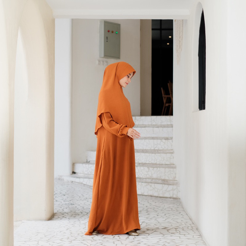 Hasya Syari Dres + Khimar Bergo Gamis Umroh -->SANJAYA COLECTION
