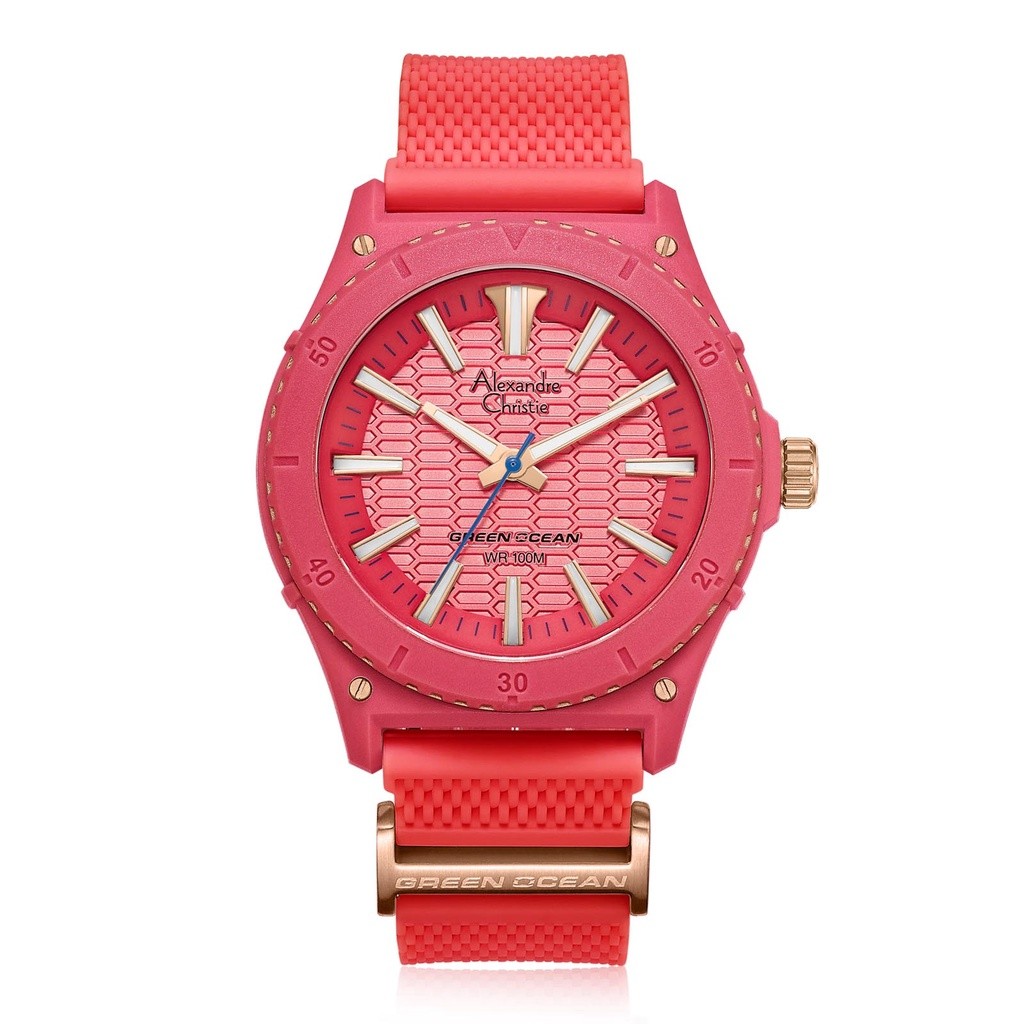 JAM TANGAN UNISEX ALEXANDRE CHRISTIE AC 6584 MHRRGPE GREEN OCEAN / MERAH