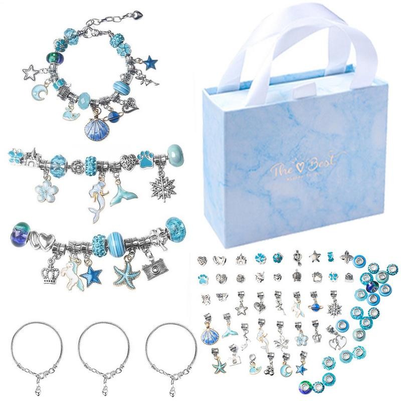 63 PCS Christmas Jewerly Making Kit Charm Bracelet Necklaces Present Pandora Alloy Beads Set DIY Chi