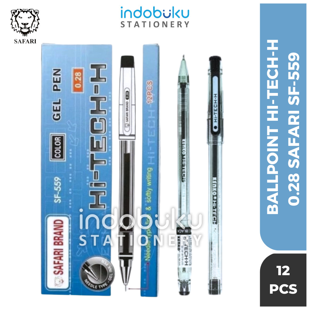 

( 1 Pack 12Pcs ) SAFARI BRAND Pulpen Gel Hi Tech 0.28 / Gel Pen Hi-Tech-H Safari SF-559 Original