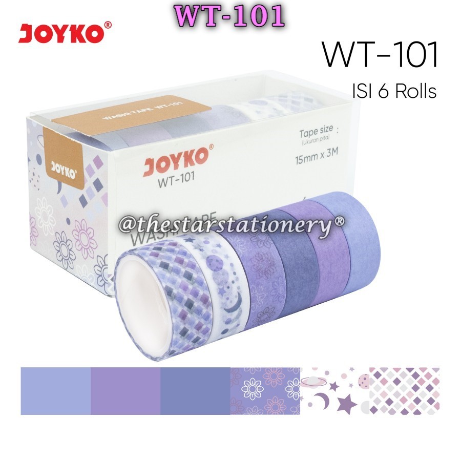 

(1 Set Isi 6 Warna) GROSIR Washi Tape Joyko WT-101 / Pita Perekat Selotip Kertas Warna Joyko WT 101