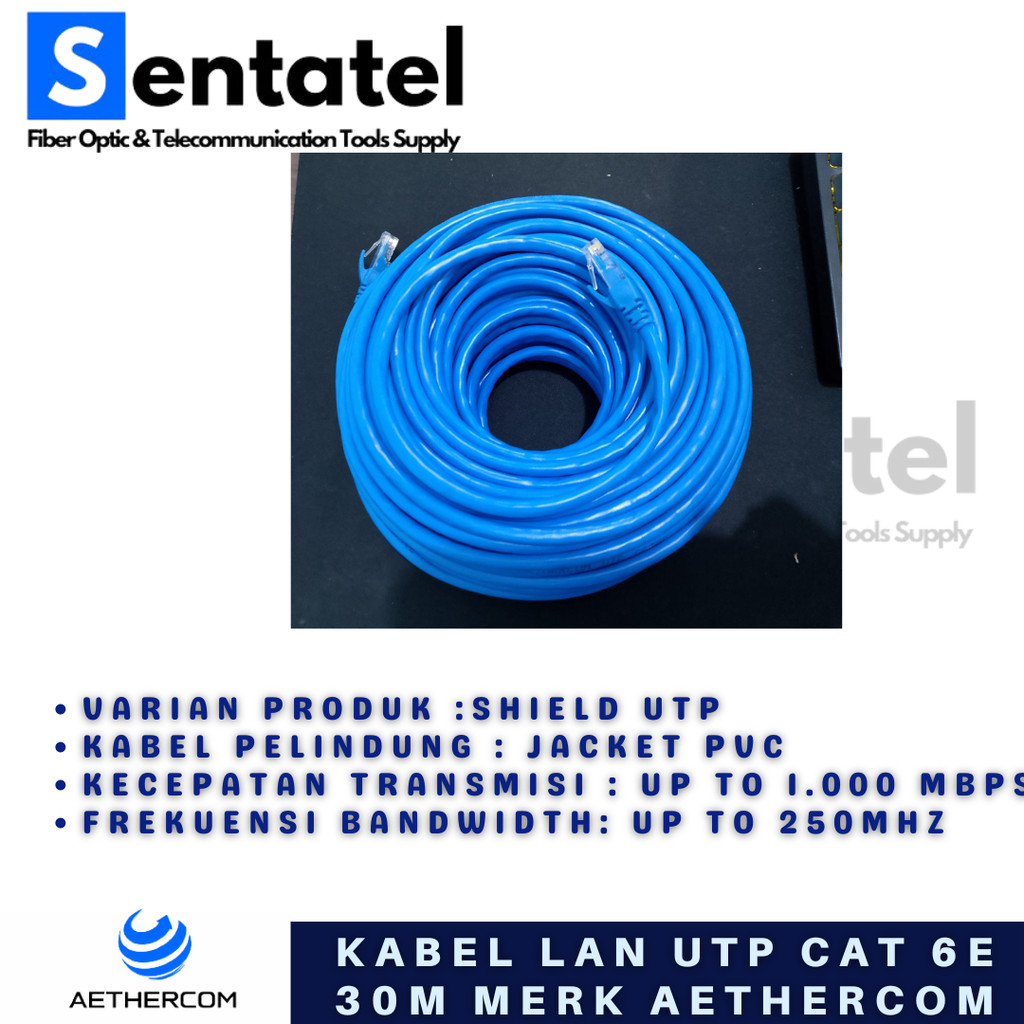 KABEL LAN UTP CAT 6E 30M MERK AETHERCOM ND5