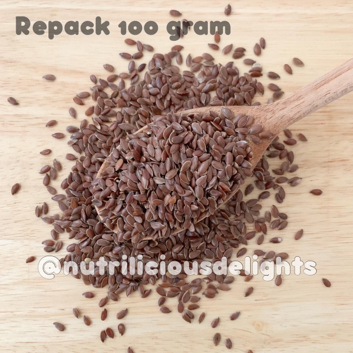 

Organic Brown Flax Seeds Radiant Whole Food Repack 100 Gram Biji Rami Organik