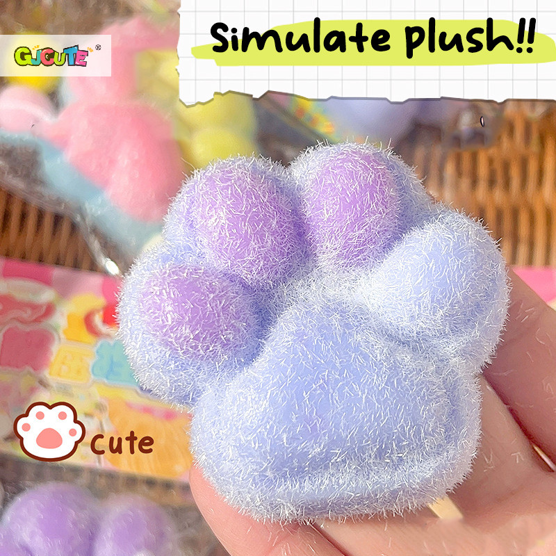 Cat Paw Mochi Taba Squishy Fidget Toy Cute Plush Cat Paw Silicone Slow Rebound Pinch Decompression
