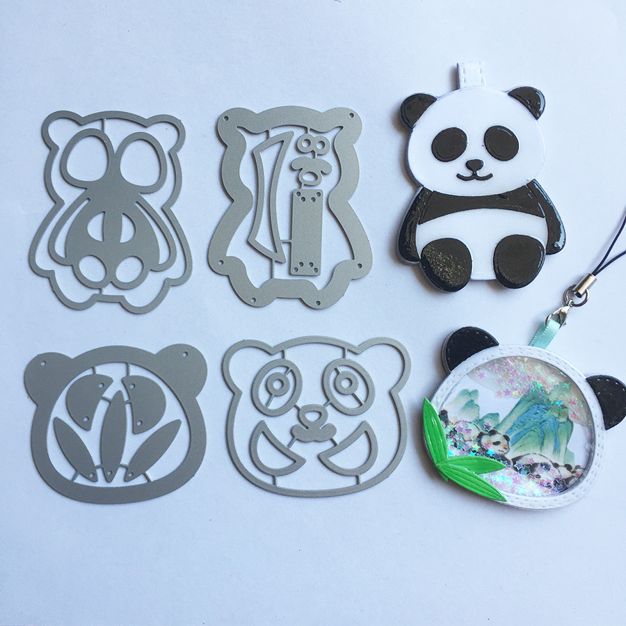 

Panda cutting die DIY decorative bookmark shake card key ring embossing manual album cover material metal cutting process Die