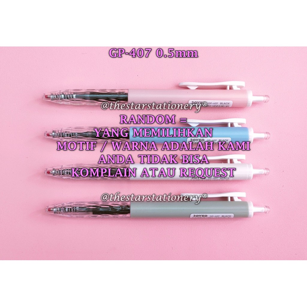 

(1 Biji) GROSIR Bolpen Joyko GP-407 0.5 Gel Pen Hitam / Gel Pen Joyko GP407 0.5 mm / Joyko GP 407