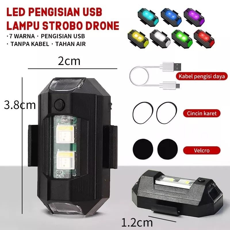 (CR).Lampu Strobo LED 7 Warna Universal/lampu pesawat/lampu kolong