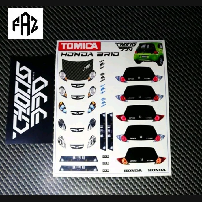 Decal  Diecast  tomica honda brio detiling lampu