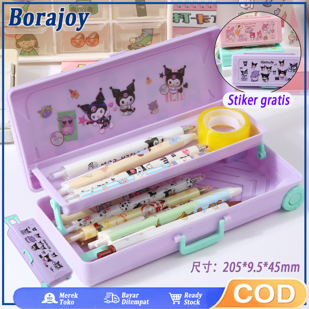 

Sanrio Seri Kartun Tempat Pensil Kotak Alat Tulis Troli Tempat Pensil Beras Hitam Tempat Pensil Lucu