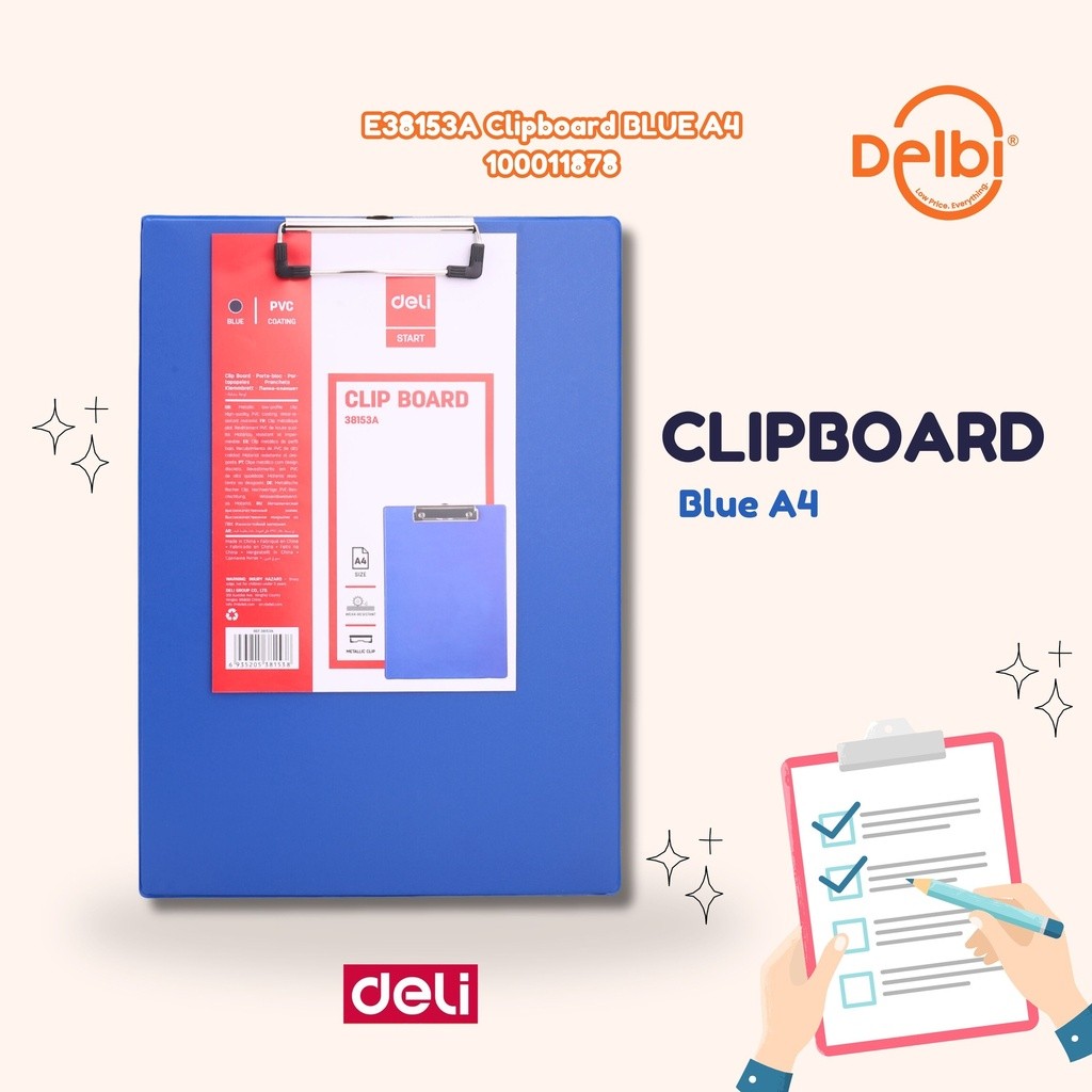 

Deli Clip Board / Papan Jalan A4 - E38153 E38153A Clipboard BLUE A4 E38153A Clipboard BLUE A4