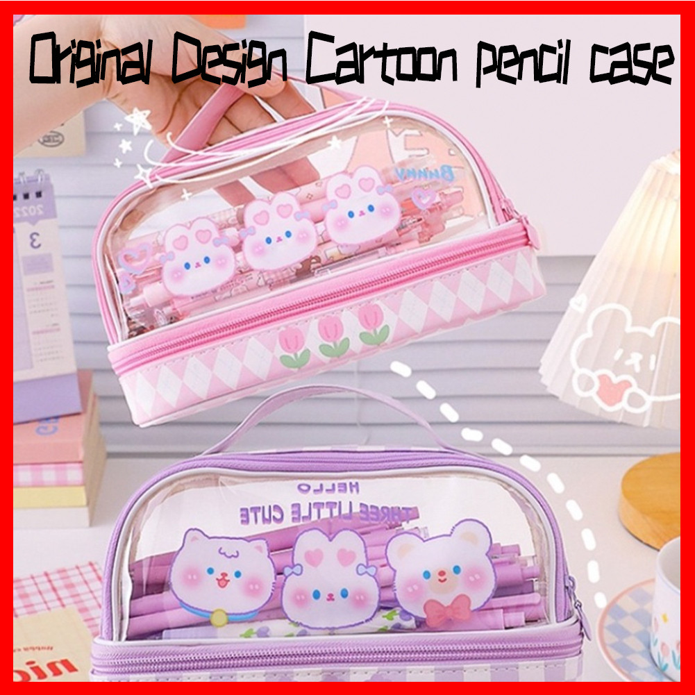 

Lucu Pencil Case Pen Bag Kotak Pensil Portable untuk Mahasiswa SMA Junior Tas Pensil Simple Storage Bag Anak Esthetis Tempat Pensil Besar Transparan PVC Kartun Baru Kapasitas Murid Stationery Box Cute