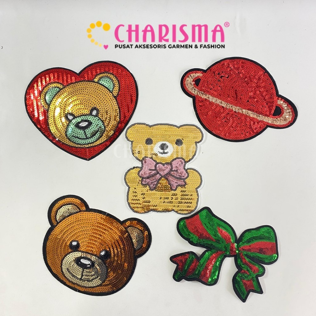 Charisma Aplikasi Payet Varian Motif/ Aksesoris Baju Tempelan Payet/ Harga Per Pcs