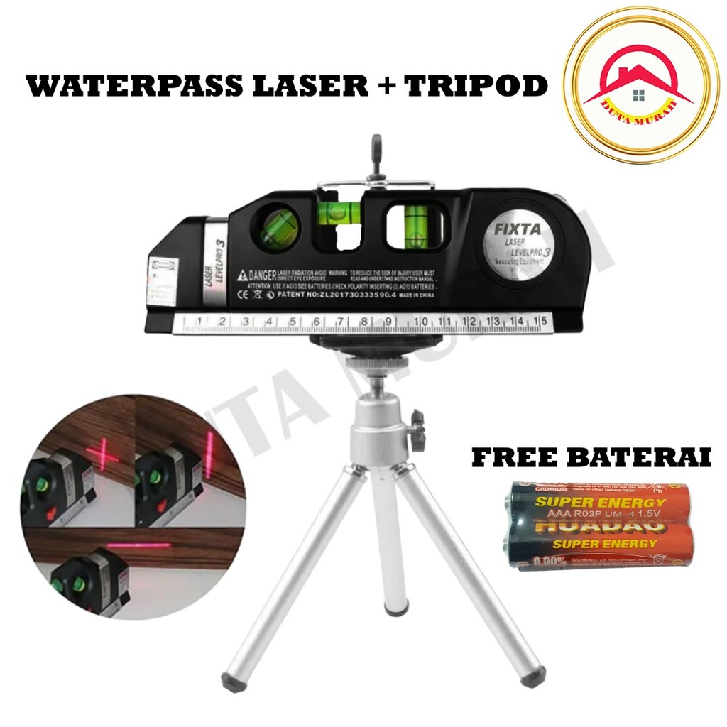 Meteran Laser Alat Pengukur Kemiringan Waterpass Penggaris Laser Tukang Bangunan Free Tripod