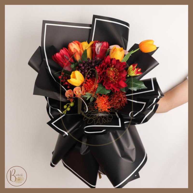 

[ 5 LEMBAR ] Kertas Bunga Cellophane Warna Monokrom Kombinasi Black White Color Paper Flower Wrapping Paper Kertas Buket Bunga ZB