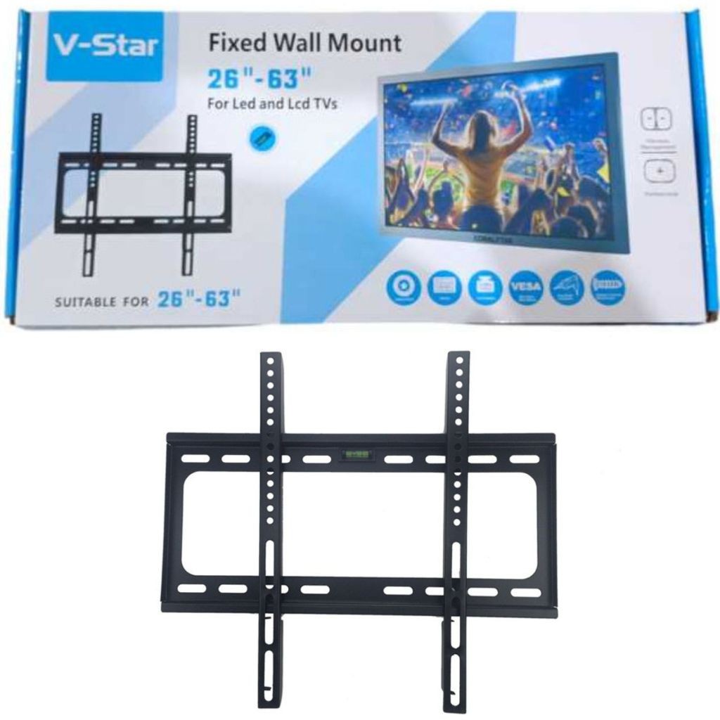 TV Bracket Monitor Dinding Braket Penyangga Adjustable for 26-63 Inch Warna Hitam - Harga/pc