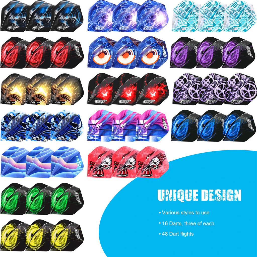 CyeeLife Dart Flights Multiple Styles Colorful 30PCS PET Darts Flights Newly Dart Accessoriesc 2D St