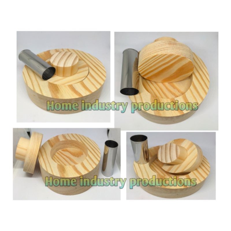 Cetakan Donat Kayu Model Mangkuk + Pembolong stainlesss