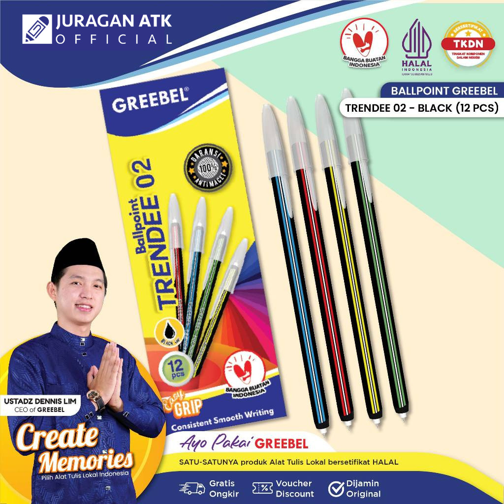

( 12 Pcs ) Pulpen lilin Spiral GREBEEL TRENDEE 02 0.5MM / Bolpoin Ulir Murah 1 Pack