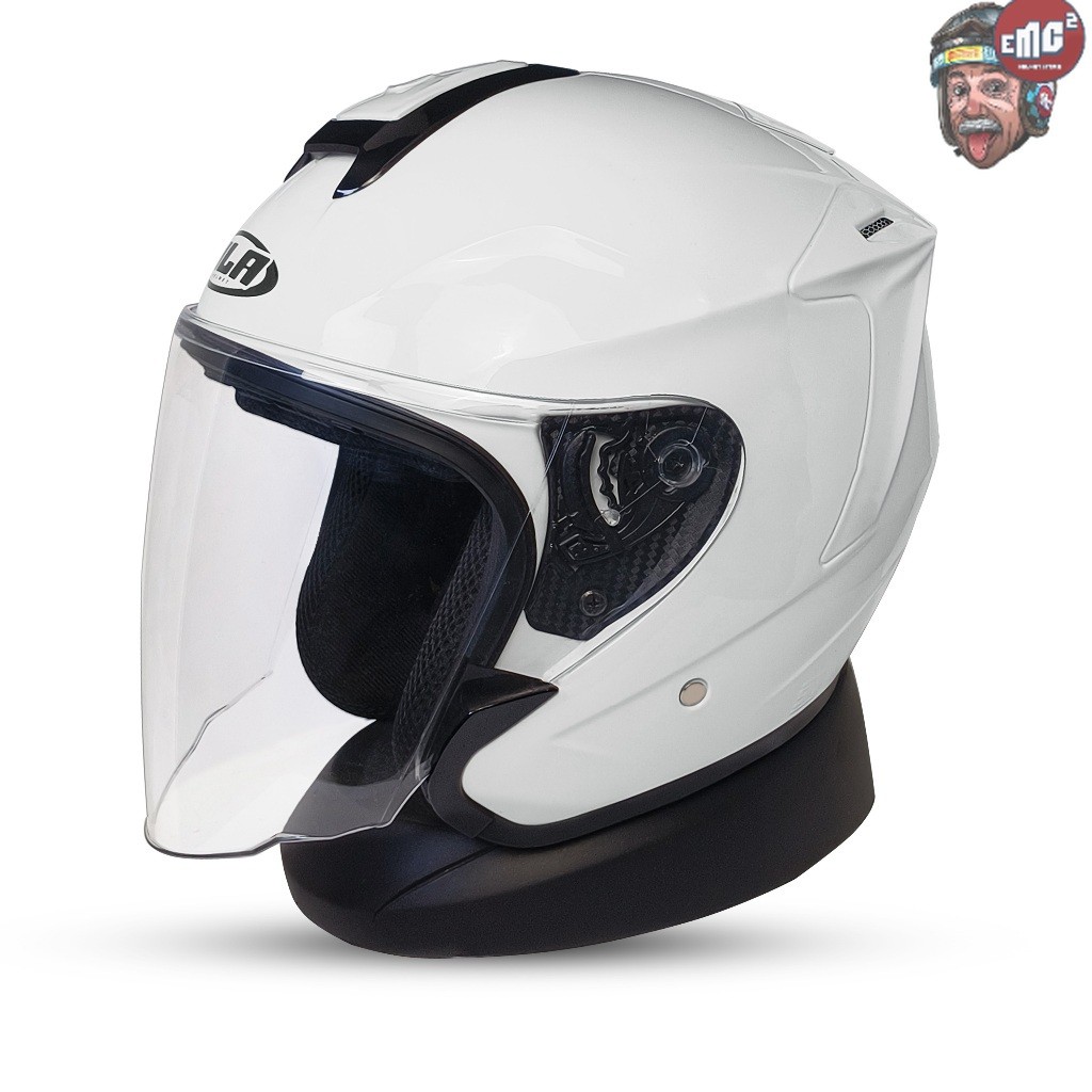 Helm Half Face MLA PHANTOM / Putih Kaca Bening SNI - eMC² Helmet