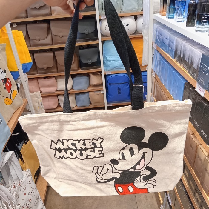 MINISO Disney Mickey Mouse Shopping Bag - Tas Totebag Mickey Lucu - Tas Bahu