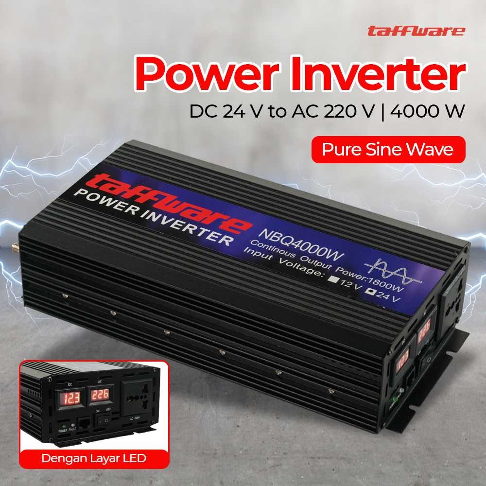 Inverter Taffware Power Inverter Mobil Pure Sine Wave DC 24V to AC 220V 4000W - NBQ4000W