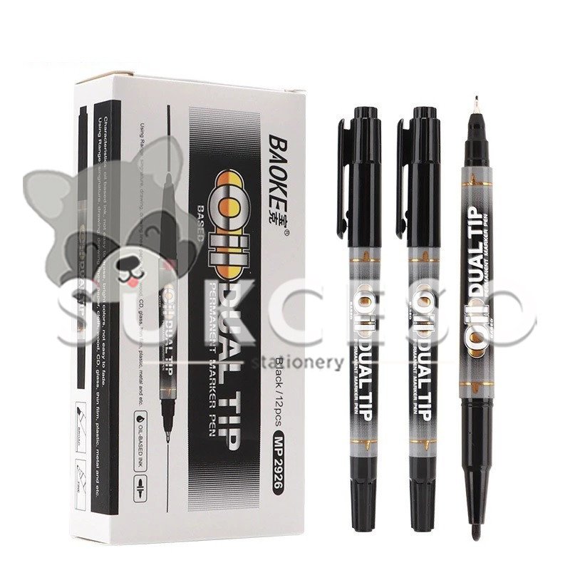 

BAOKE Spidol Permanen MP2926 Black 2 In 1 / Permanent Marker Pen Murah SATUAN