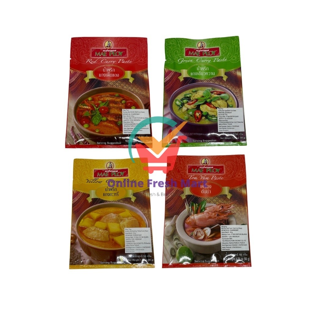 

Mae Ploy Bumbu Masakan Thailand Instan Curry Tom Yum 50g - Online Fresh Mart Denpasar