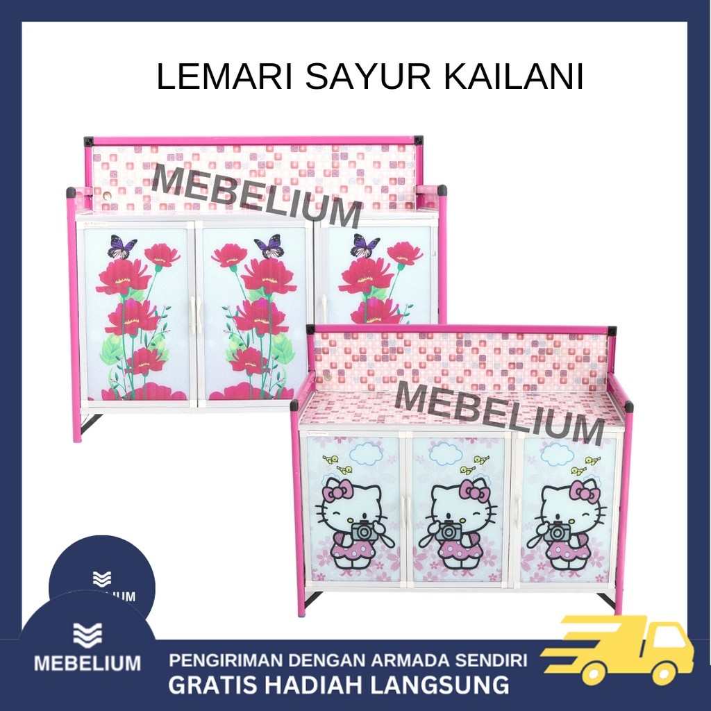 [ORI] Rak Piring Aluminium 3 Pintu Kailani | Meja Dapur Kitchen Set Bawah Stainless Steel