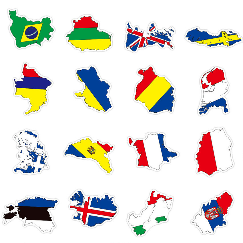 PRAMU 50Pcs Stiker Bendera Negara Sticker Label Country Laptop Helm Tumblr Koper Di China Seluruh