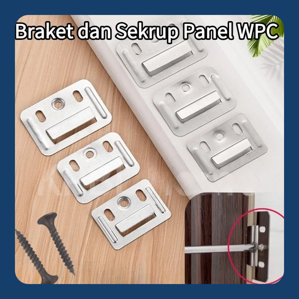 100PCS Clip Wood Pannel WPC /Braket dan Sekrup Panel WPC / Klip Panel WPC / Klip Panel WPC / Braket 