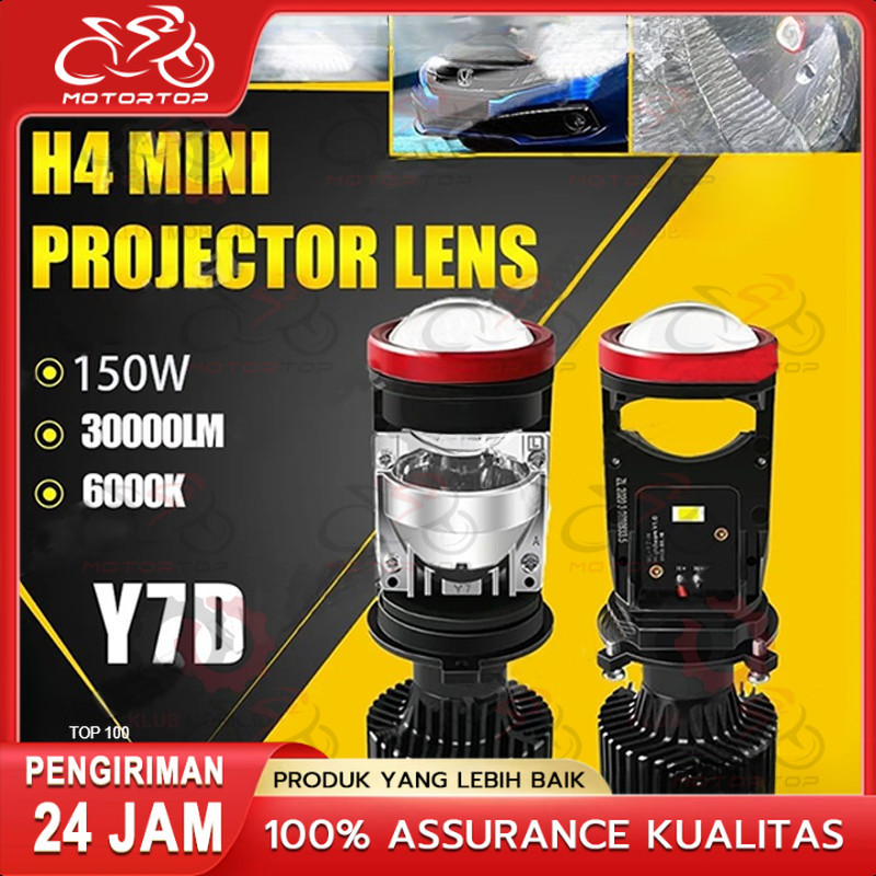 [COD]Projie Led Mobil Mini Projie Y7D H4 Mobil Super Terang Lampu Led Mobil Utama Kabut Headlamp Lam