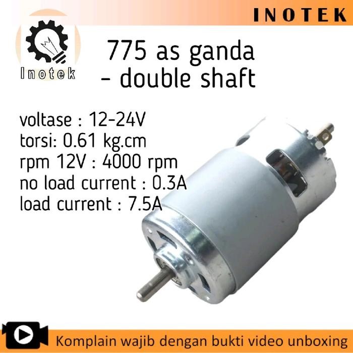 Dinamo 775 dc double shaft dobel as ganda