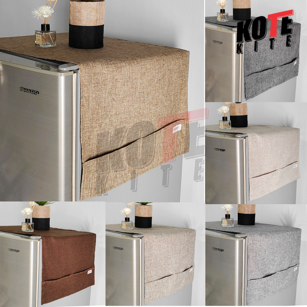 TUTUP KULKAS DENIM POLOS  /TUTUP KULKAS KAIN AESTHETIC / COVER KULKAS MINIMALIS  / TAPLAK KULKAS  / 