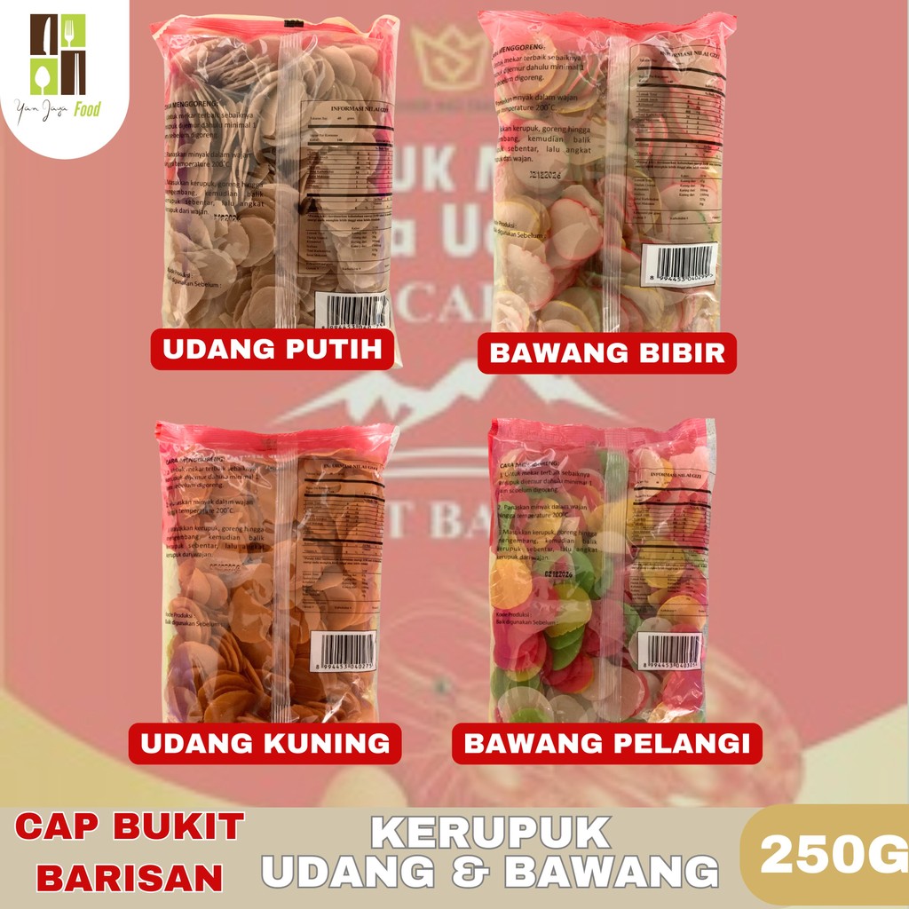 

Kerupuk Mentah Cap Bukit Barisan 250gr / Kerupuk Udang Putih / Kerupuk Udang Kuning / Kerupuk Bawang Bibir / Kerupuk Bawang Pelangi / 250gr