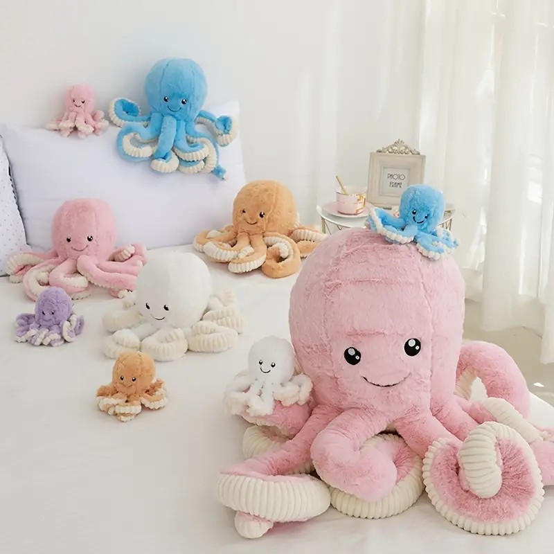 2Sizes Lovely Simulation Octopus Pendant Plush Toy Soft Stuffed Animal Kawaii Octopus Dolls Home Acc
