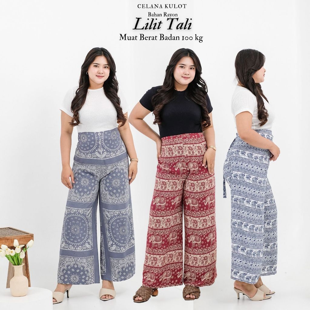 Celana Kulot LIlit Tali Gajah Jumbo Bahan Rayon Premium Termurah Kekinian