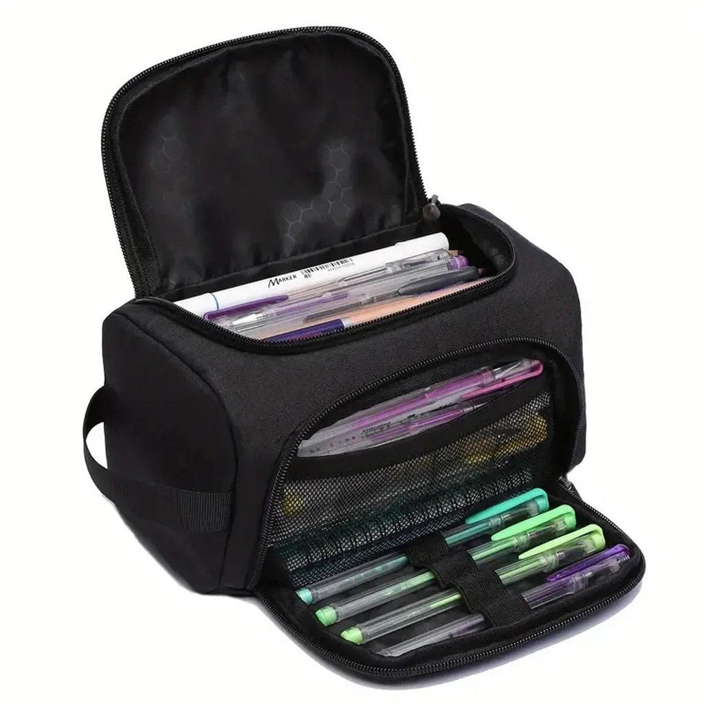 

Extra-Large Multi-Purpose Pencil Case Durable Polyester Spacious Organizer for Sool Supplies & Makeup Portable Design forTeens