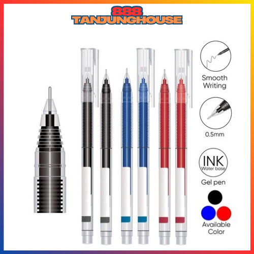 

TJH Roller Pen Gel 0.5mm Penca Cair Cepat Kering Biru Hitam Merah SS292