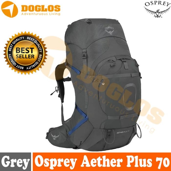 Tas Carrier Osprey Aether Plus 70 Liter Hiking Traveling Outdoor Grey