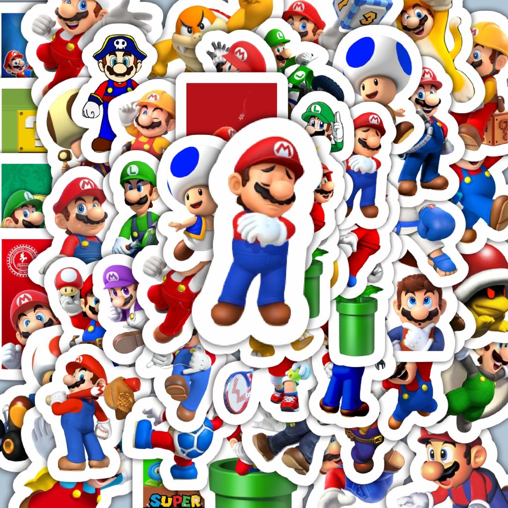 

100PCS Lucu Stiker Kartun Games Super Mario Bros Stiker Aesthetic Stiker Anti Air Stikers Berperekat Waterproof sticker decal buat Motor Helm Buku Journal Koper Casing HP Laptop Botol Minum Hadiah anak