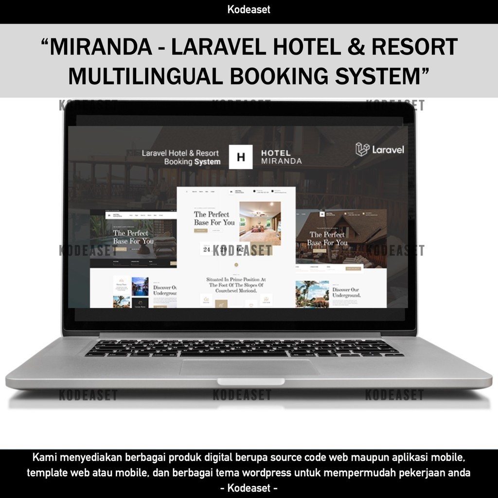 SOURCE CODE APLIKASI WEB MIRANDA - LARAVEL HOTEL & RESORT MULTILINGUAL BOOKING SYSTEM D405 KODEASET