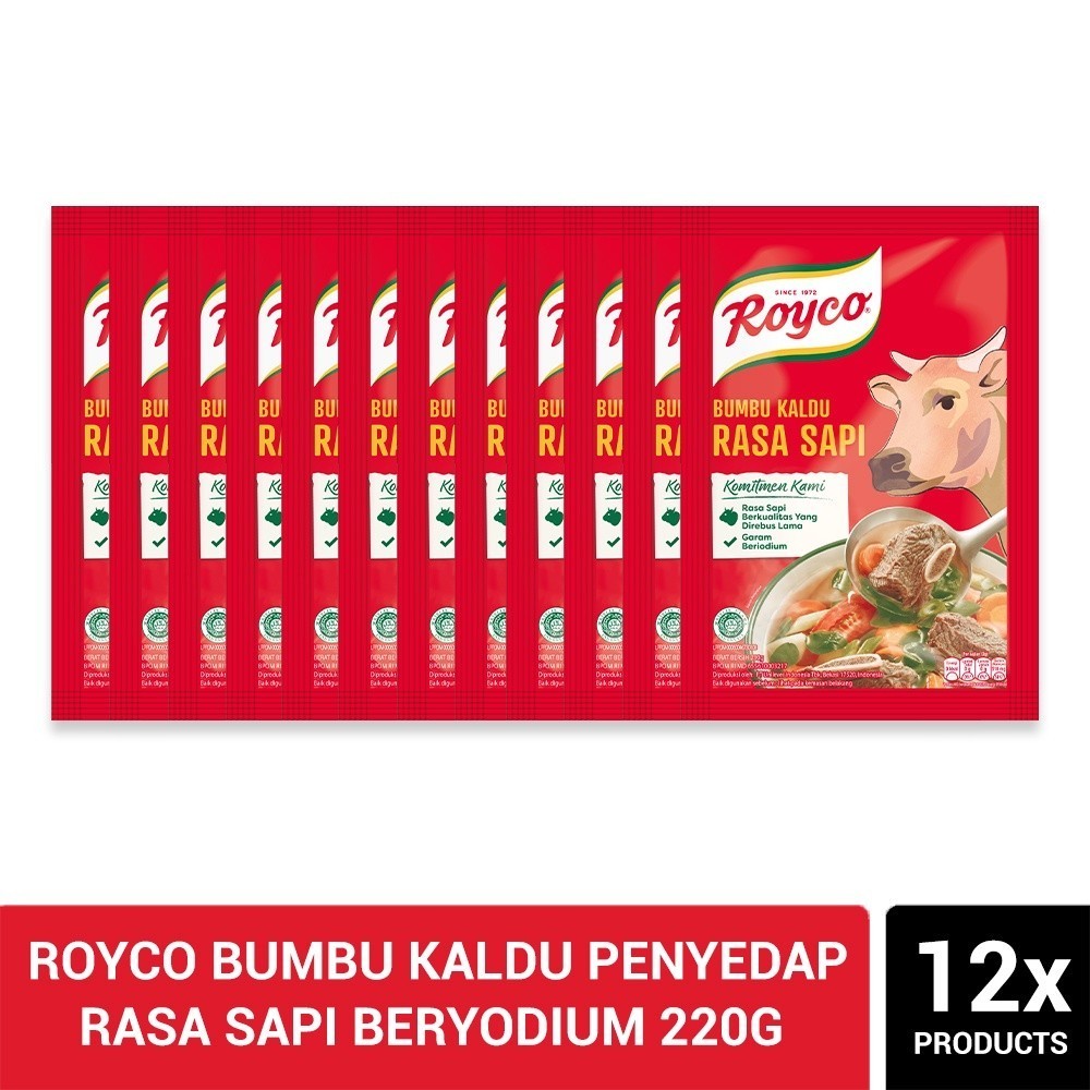 

Terlaris Royco Bumbu Kaldu Penyedap Rasa Sapi Beryodium 220g (Isi 12)