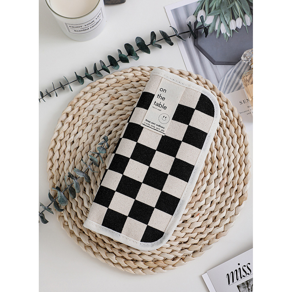 

Simple Black and White Plaid Canvas Pencil Case School pencil case Kawaii Stationery Storage Bag aesthetic stationery
