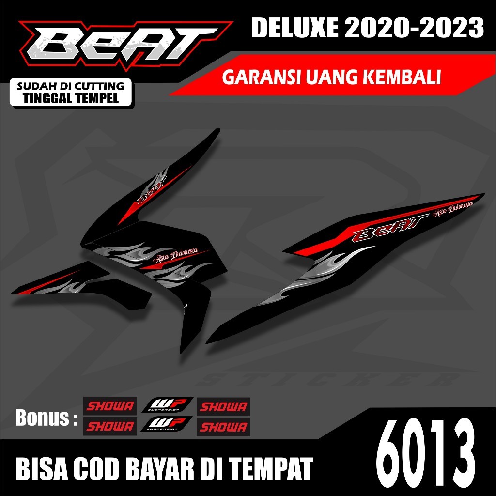 Striping Beat Deluxe 2020-2023 Motif Api - Stiker Honda Beat Api