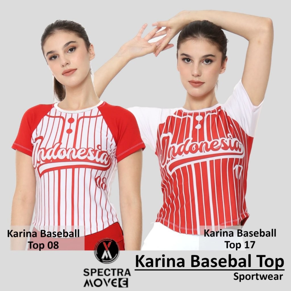 Baju Senam KARINA BASEBALL Baju Senam Murah Kaos Indonesia Baju Senam Merah Putih