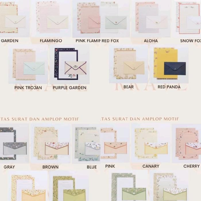 

LETTER PAPER ENVELOPE MAIL SET KERTAS SURAT AMPLOP WARNA GAMBAR - 3amplop+6surat