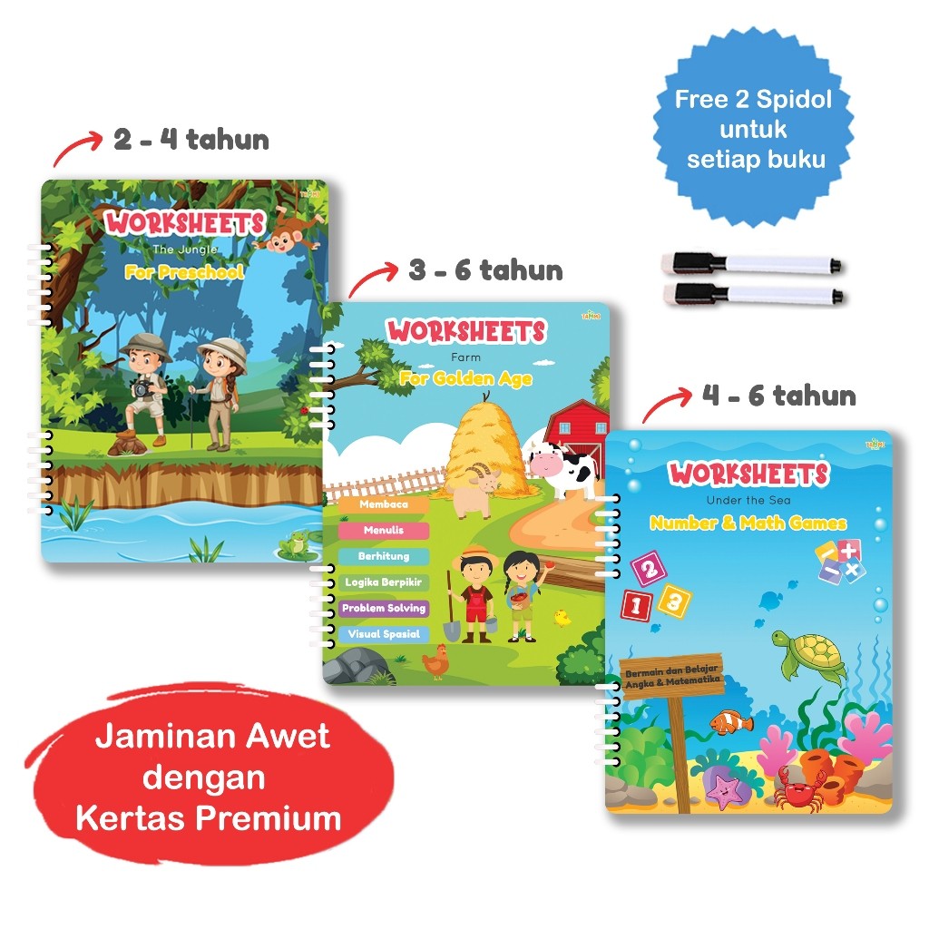 

TAMMI Buku Aktivitas Anak 2 3 4 5 6 Tahun Worksheet Anak Calistung Membaca Menulis Berhitung TK PAUD