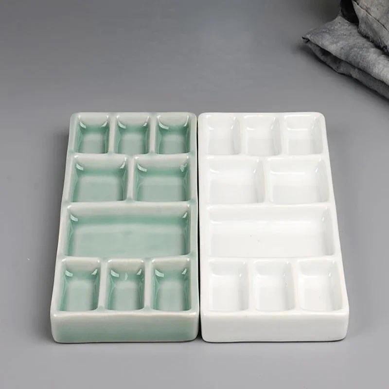 

Ceramic Square Palette Multi-grid Watercolor Oil Paint Tray Adult Beginner Portable Art Supplies Jingdezhen Firing