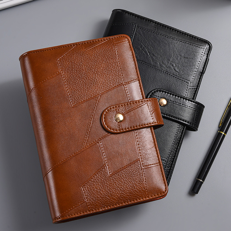 

A6 Splicing Retro Style PU Leather DIY Binder Notebook Only Cover Diary Books Schedule Covers School Stationery